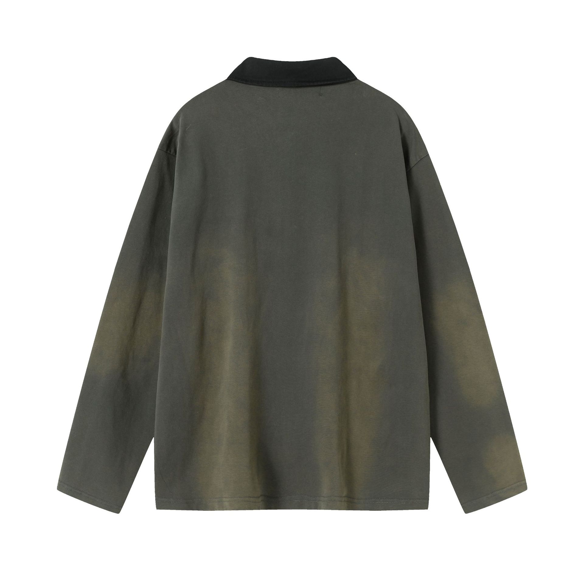 Vintage Button Placket Letter Sweatshirt
