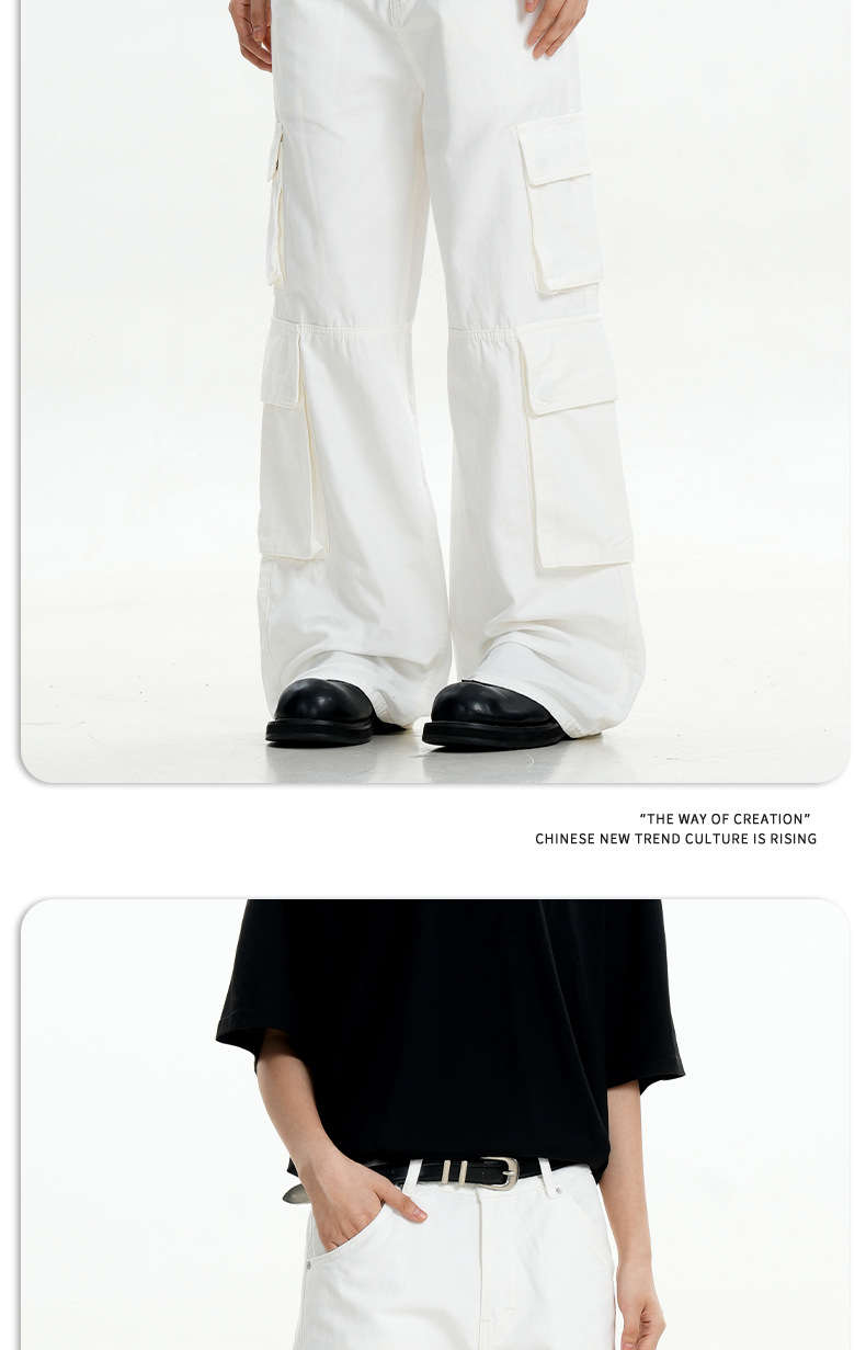 Work Pants for Men and Women Pure Cotton Vintage Straight Leg Casual Wide-Leg Long Pants