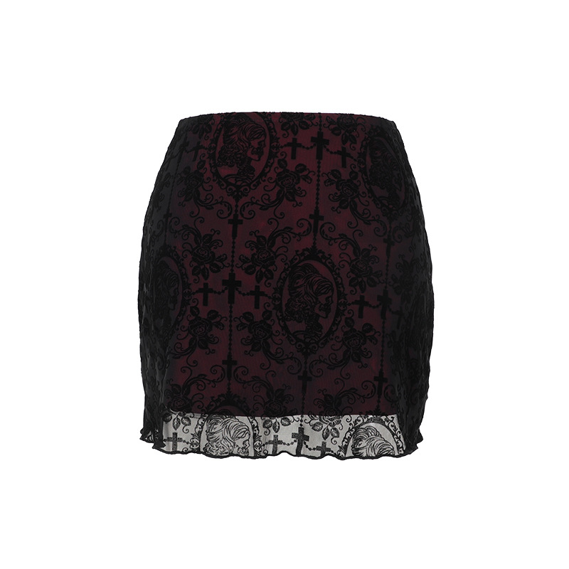 Private Celebrity Fitted Layered Above-Knee Polyester Print Skirt