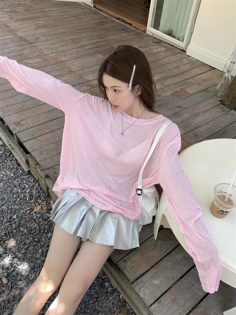 Ladies Relaxed Long Sleeve UV Graphic Hood Shirt