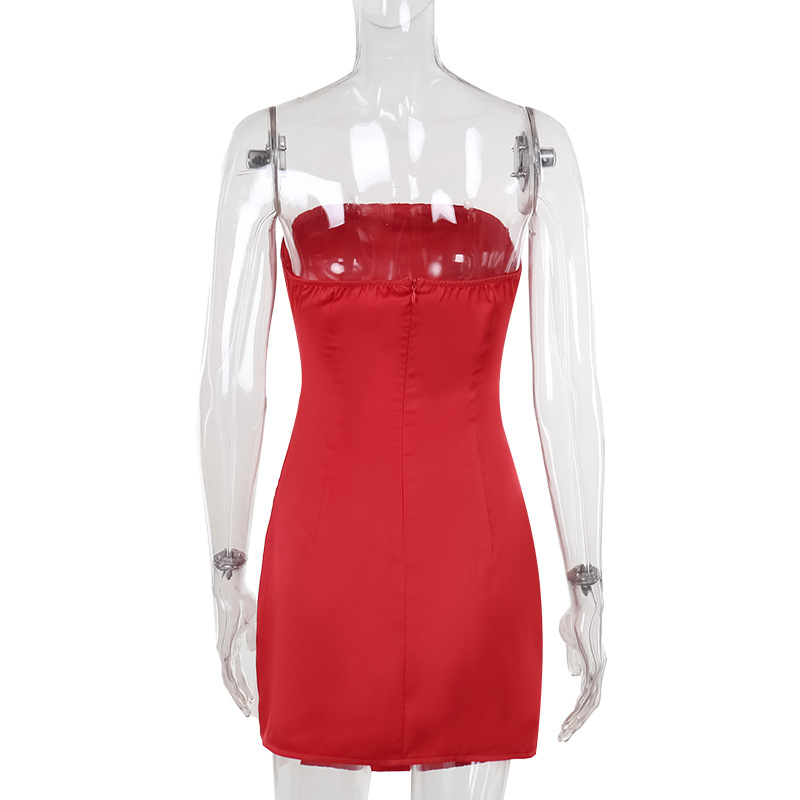 Sleeveless Slim-Fit Polyester One-Piece Mini Skirt