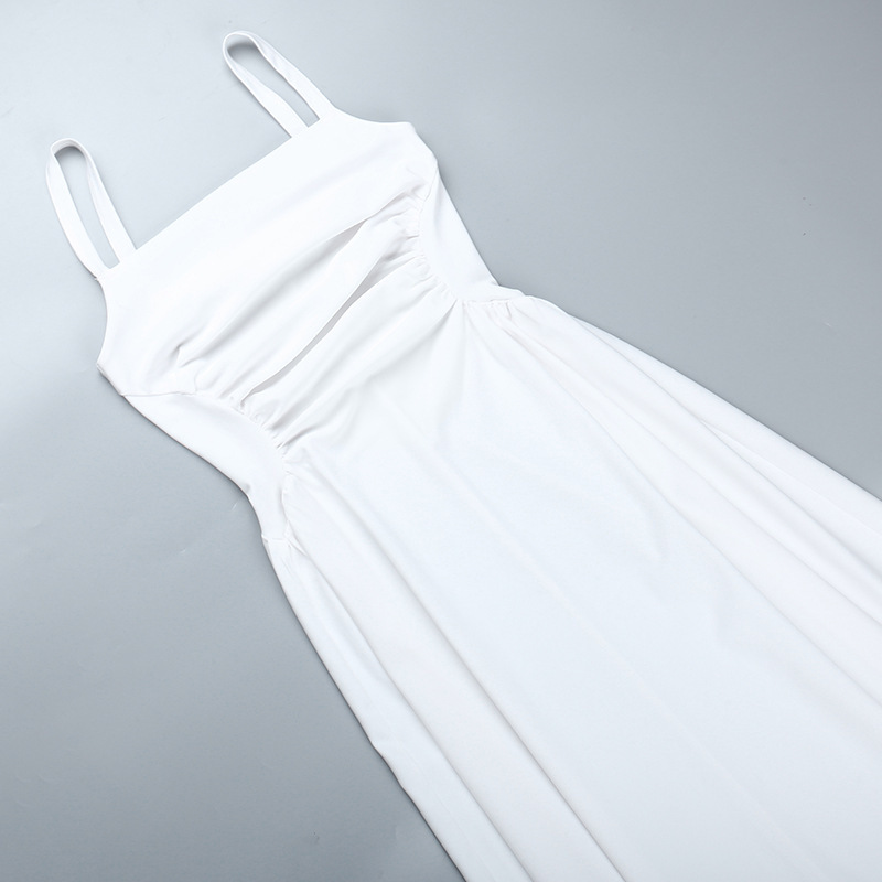 One-Shoulder Sleeveless Polyester Midi Dress