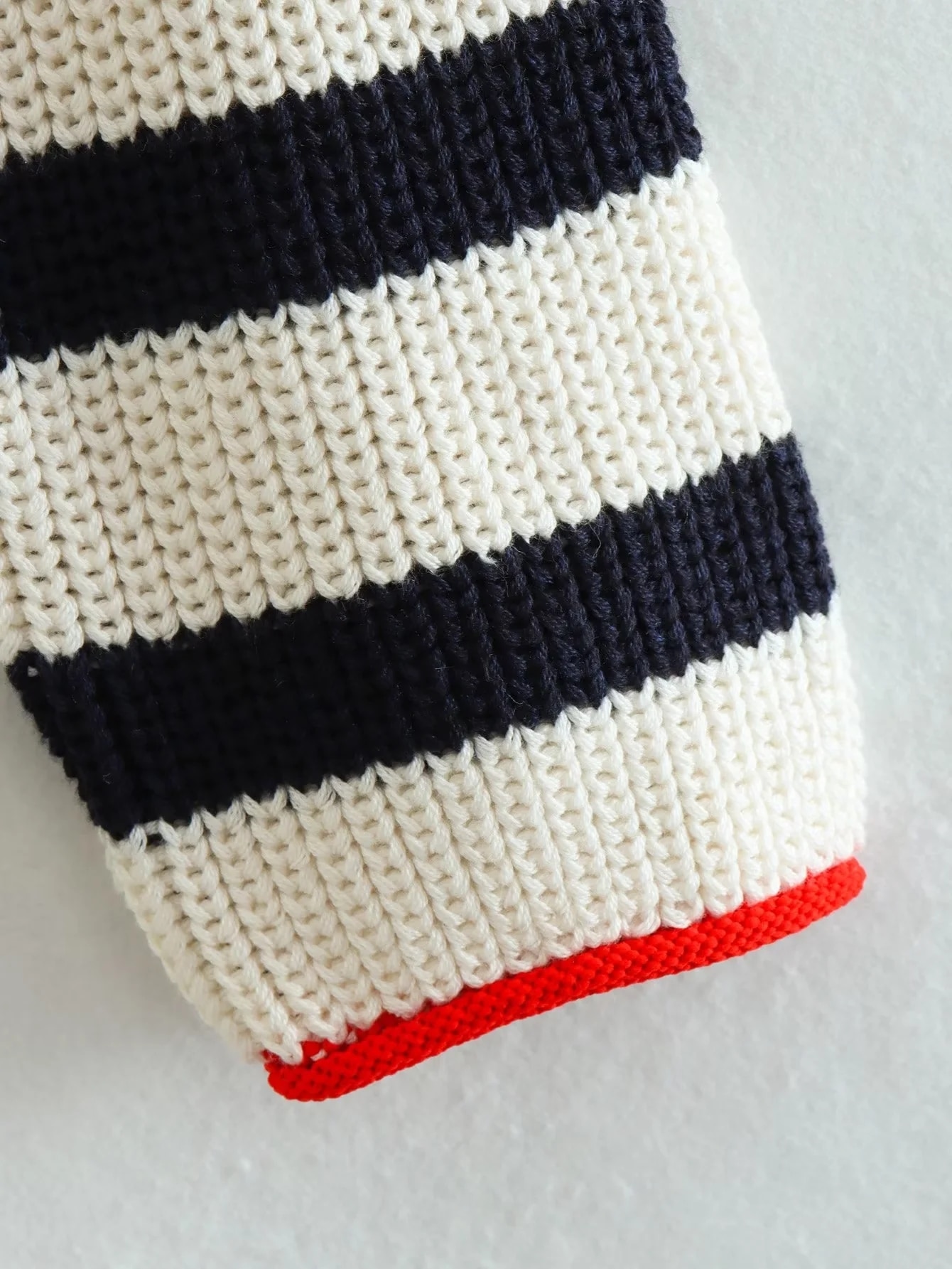 Women's Striped Knit Crewneck Open Back Wrist-Length Sweater