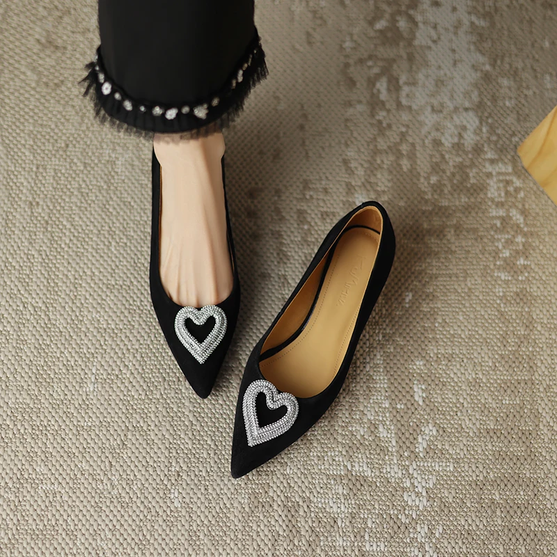 Elegant With Low Heel Brand Genuine Leather High Heels Metal Button Heels For Women Comfortable Pumps Pointed Toe