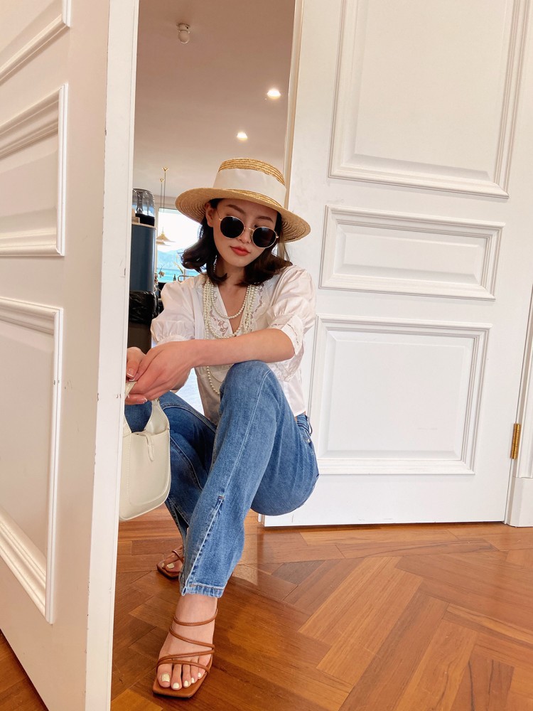 Simple Square Toe Straight Gourd High Heel Mules Women's Ball Ball Round Heel Sandals