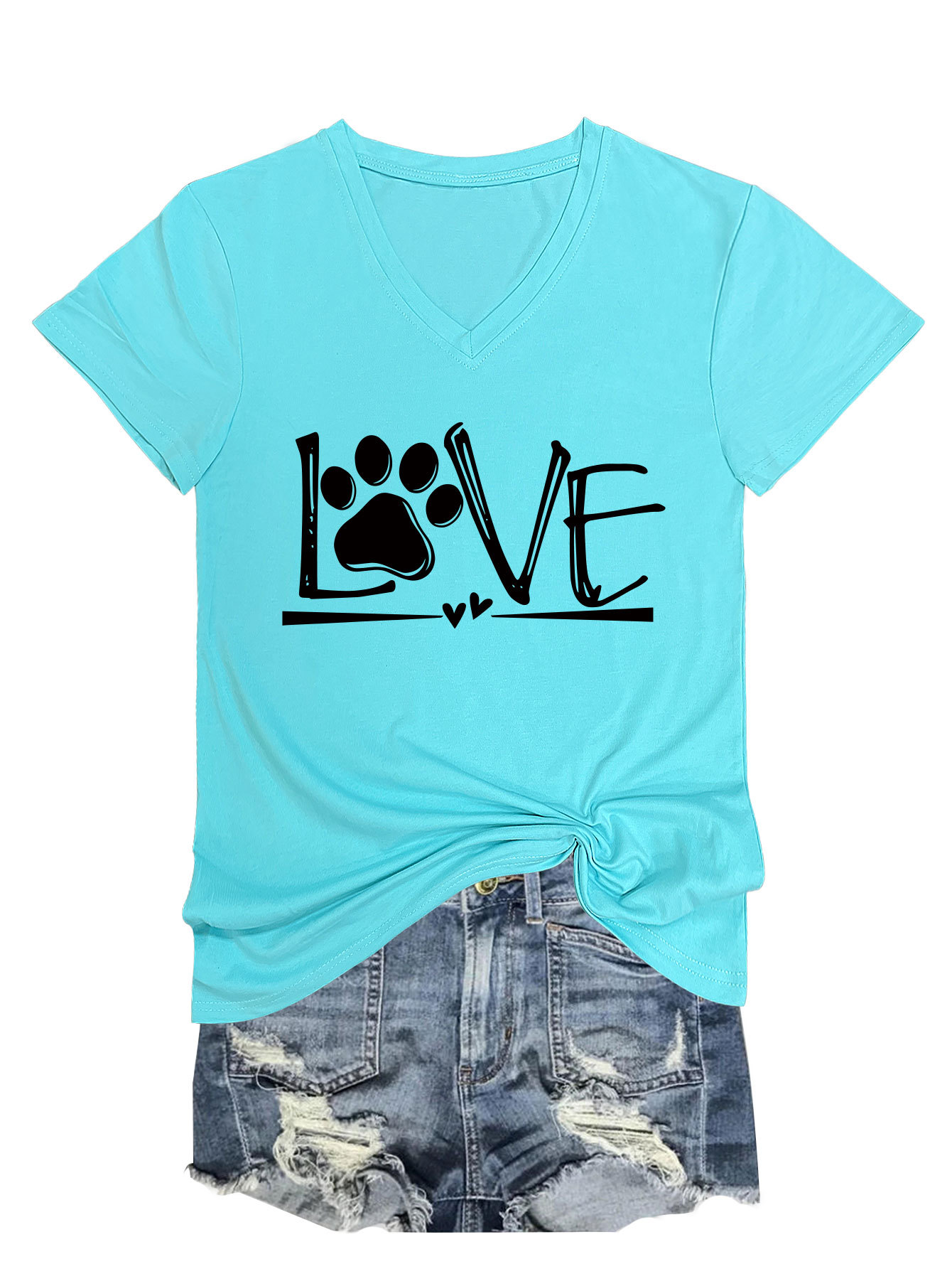 Geometric Print Round Collar Ladies T-Shirt