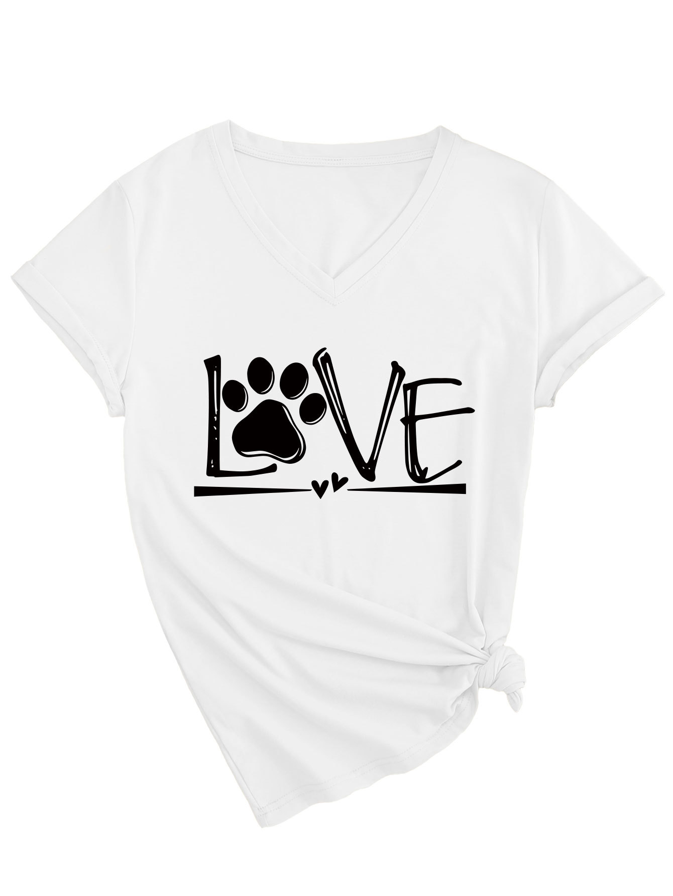 Geometric Print Round Collar Ladies T-Shirt