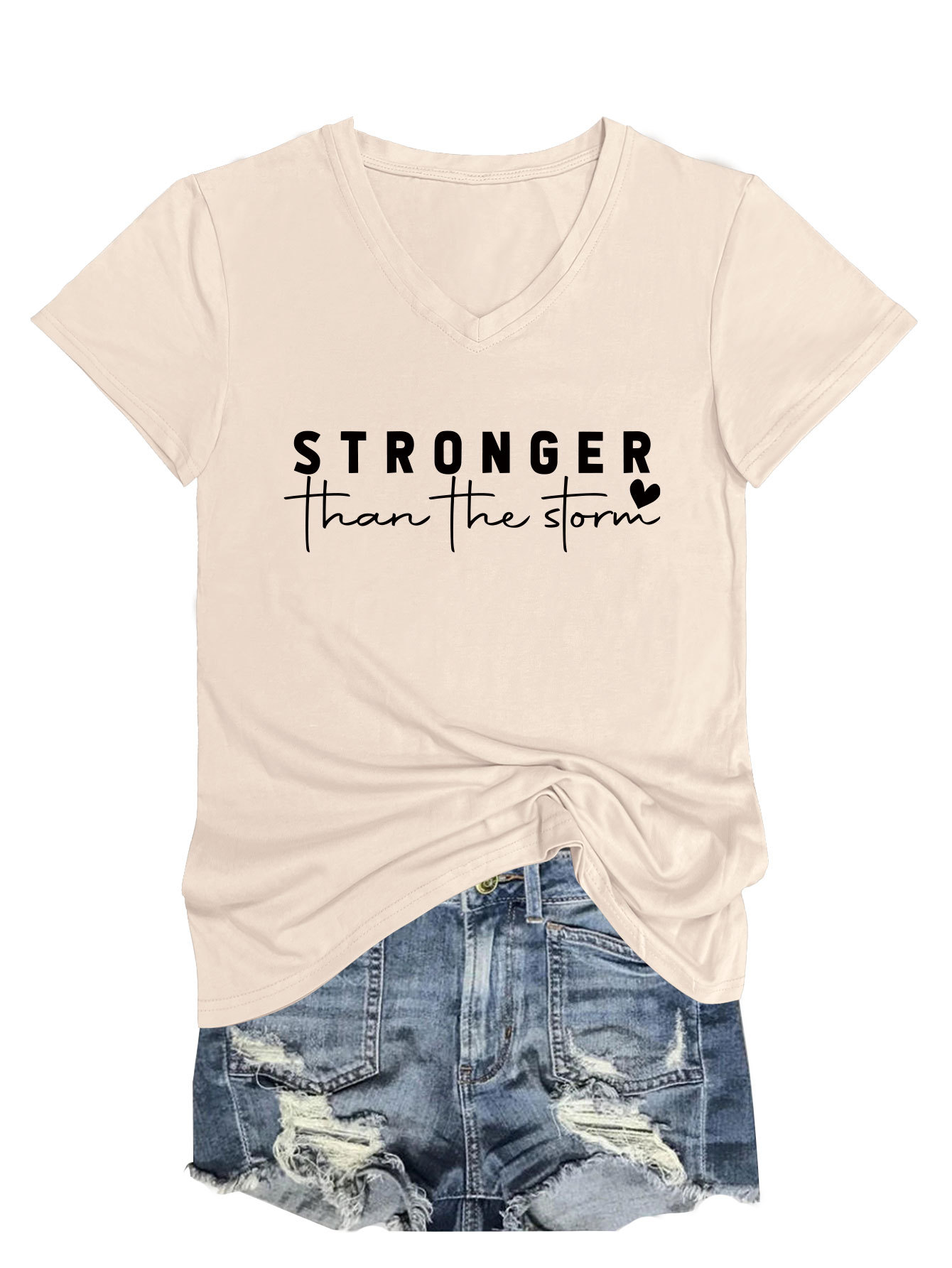 Geometric Print Plunge Front Ladies Tee