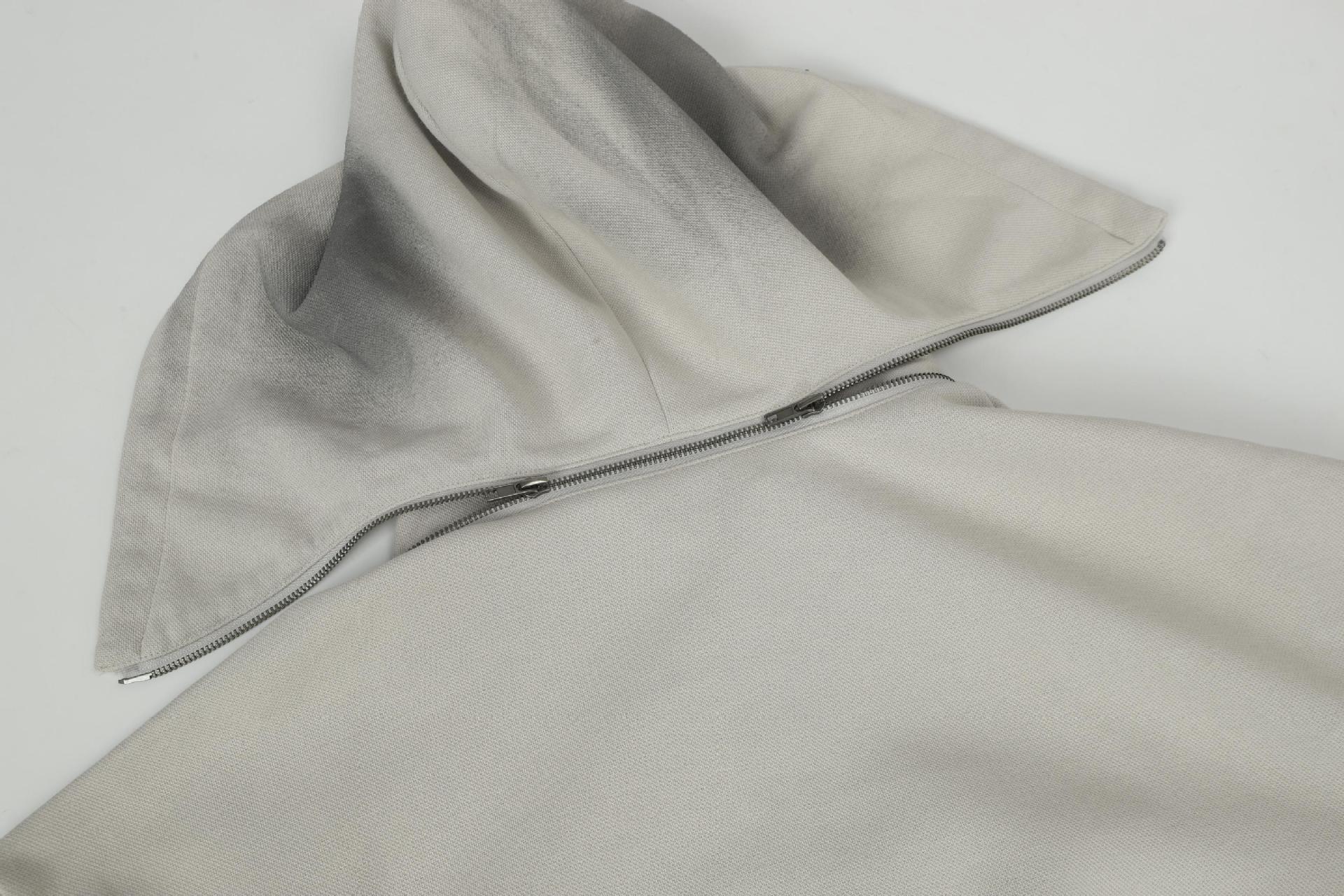 Vintage Workwear Slit Hem Zipper Hoodie