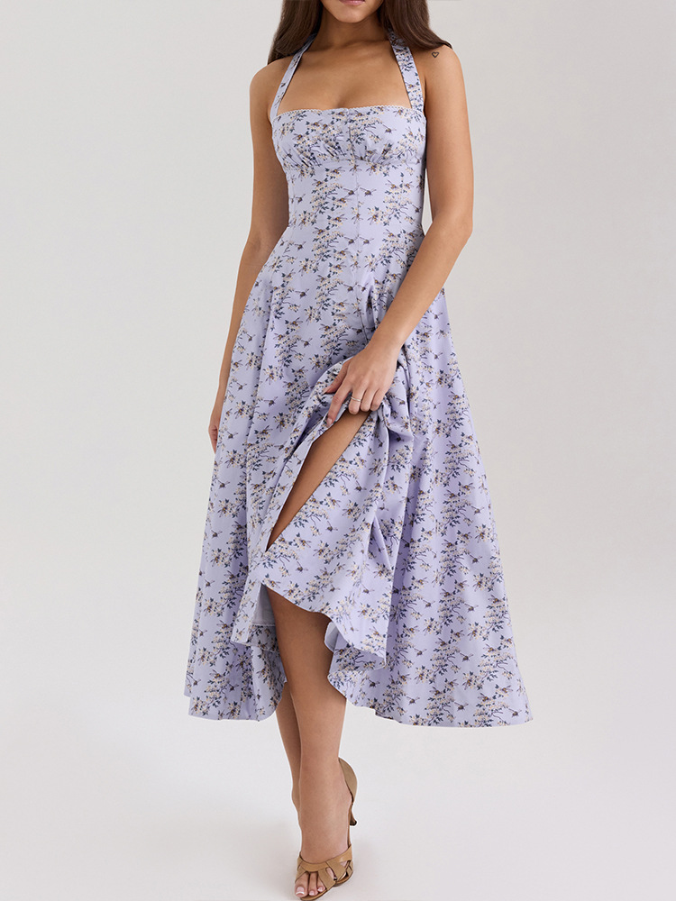 Sleeveless Knotted Rear Bodycon Split Dress
