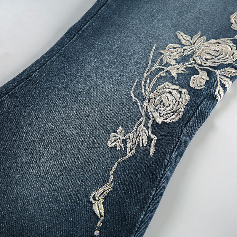 Rose embroidery retro gradient niche spicy jeans