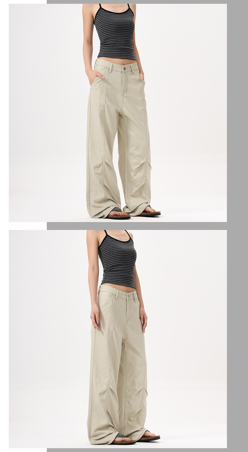 Women's Pants Deconstructed Design Wide-Leg Workwear Casual Trousers