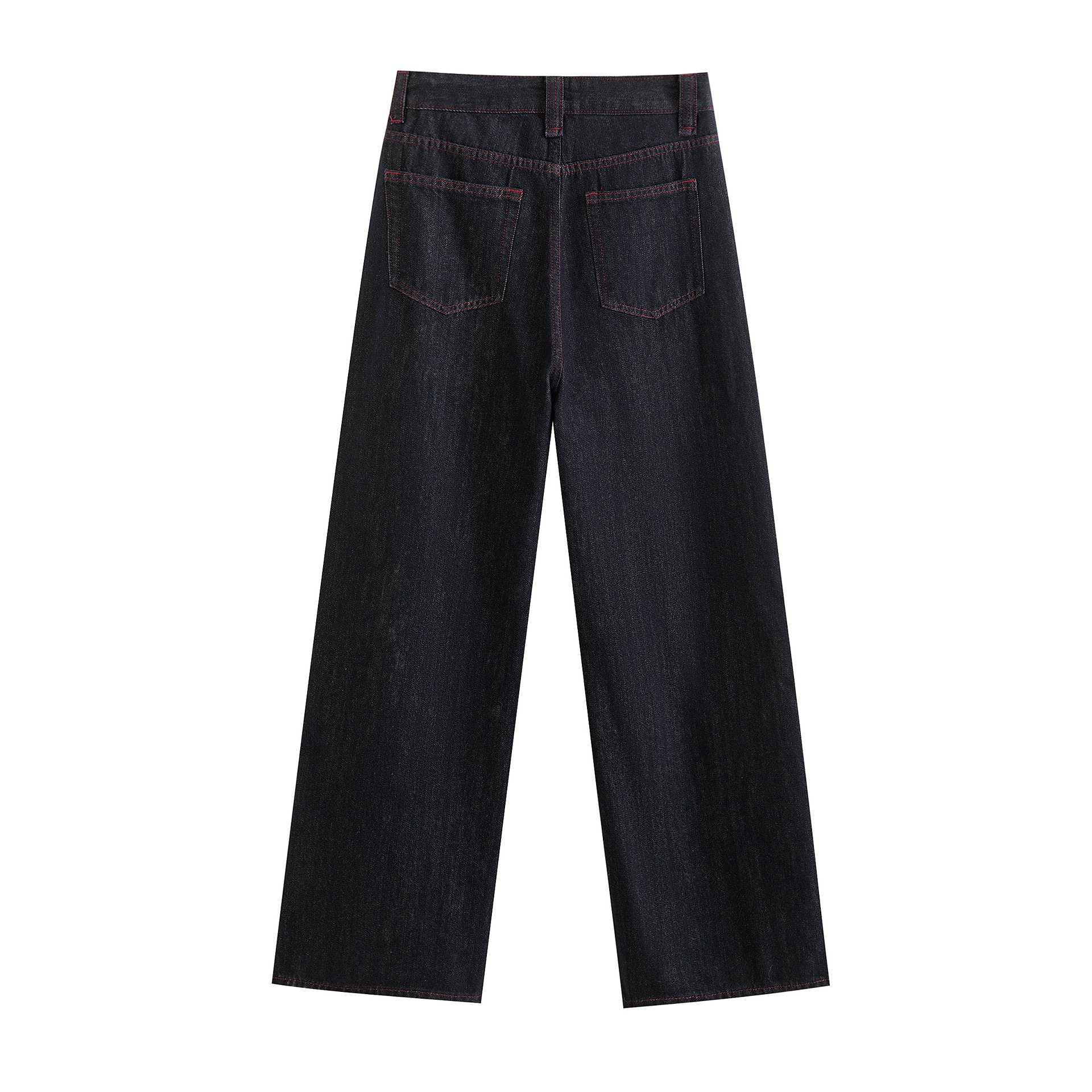 High waisted straight leg slim fit red line wide leg jeans