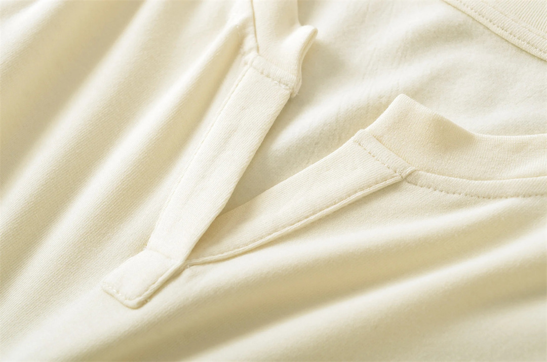 Private Lady Slim Fit Plunge Plain Wrist-Length Tee
