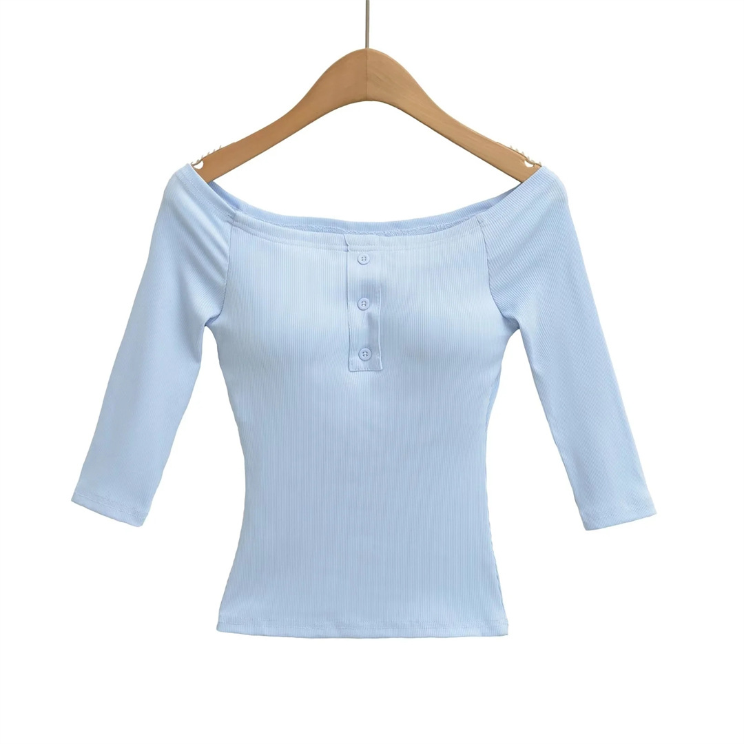 Sexy Slim Three-Quarter Scoop Neck Bodysuit
