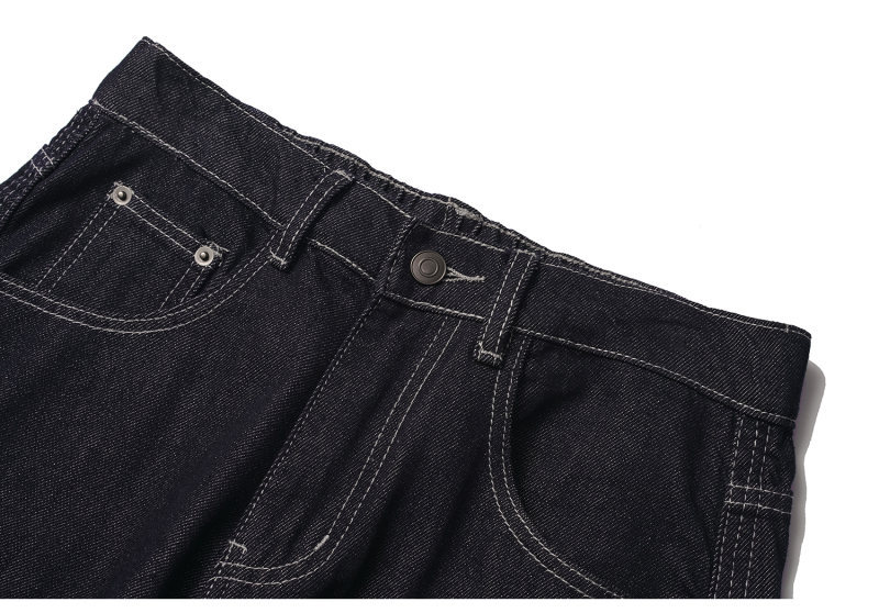 Washed Loose Wide-Leg Relaxed Slash Denim Pants