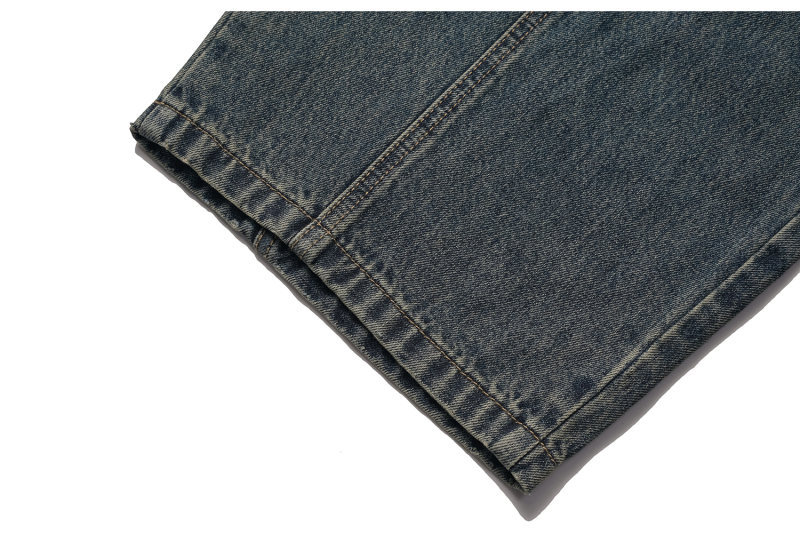 Washed Patchwork Loose Wide-Legged Knife-Edge Denim Pants
