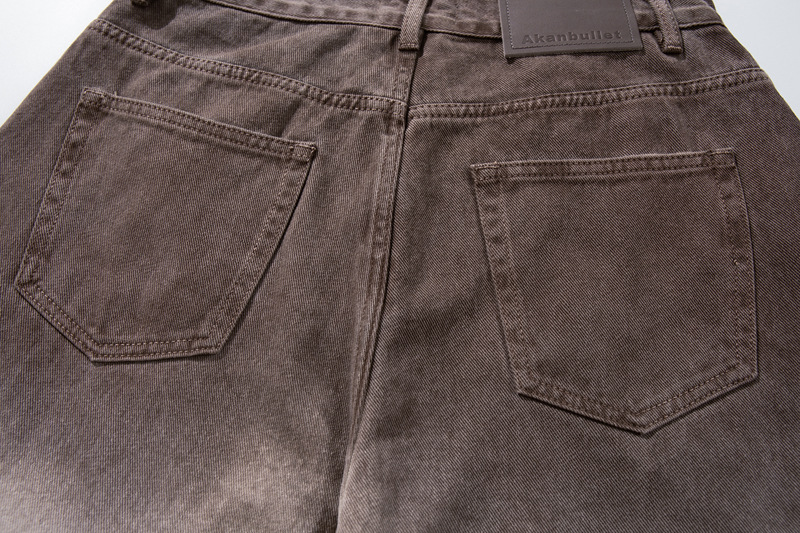 Retro Style Washed Ombre Color Knife-Edge Jeans for Men and Women, Loose Floor-Length Wide Leg Pants