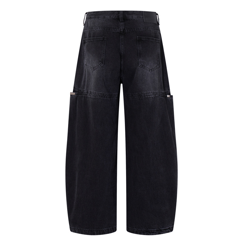 Streetwear Style Hip Hop Trendy Casual Black Knife Pants Ins Autumn Vintage Washed Loose Jeans