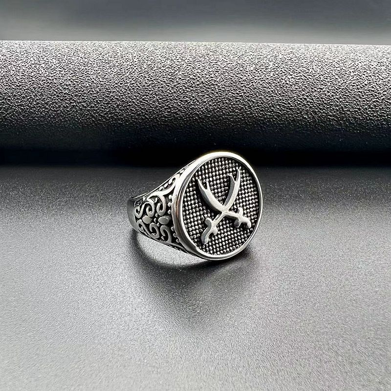 Vintage Punk Style Jewelry Titanium Steel Polishing Knife Stainless Steel Men's Ring