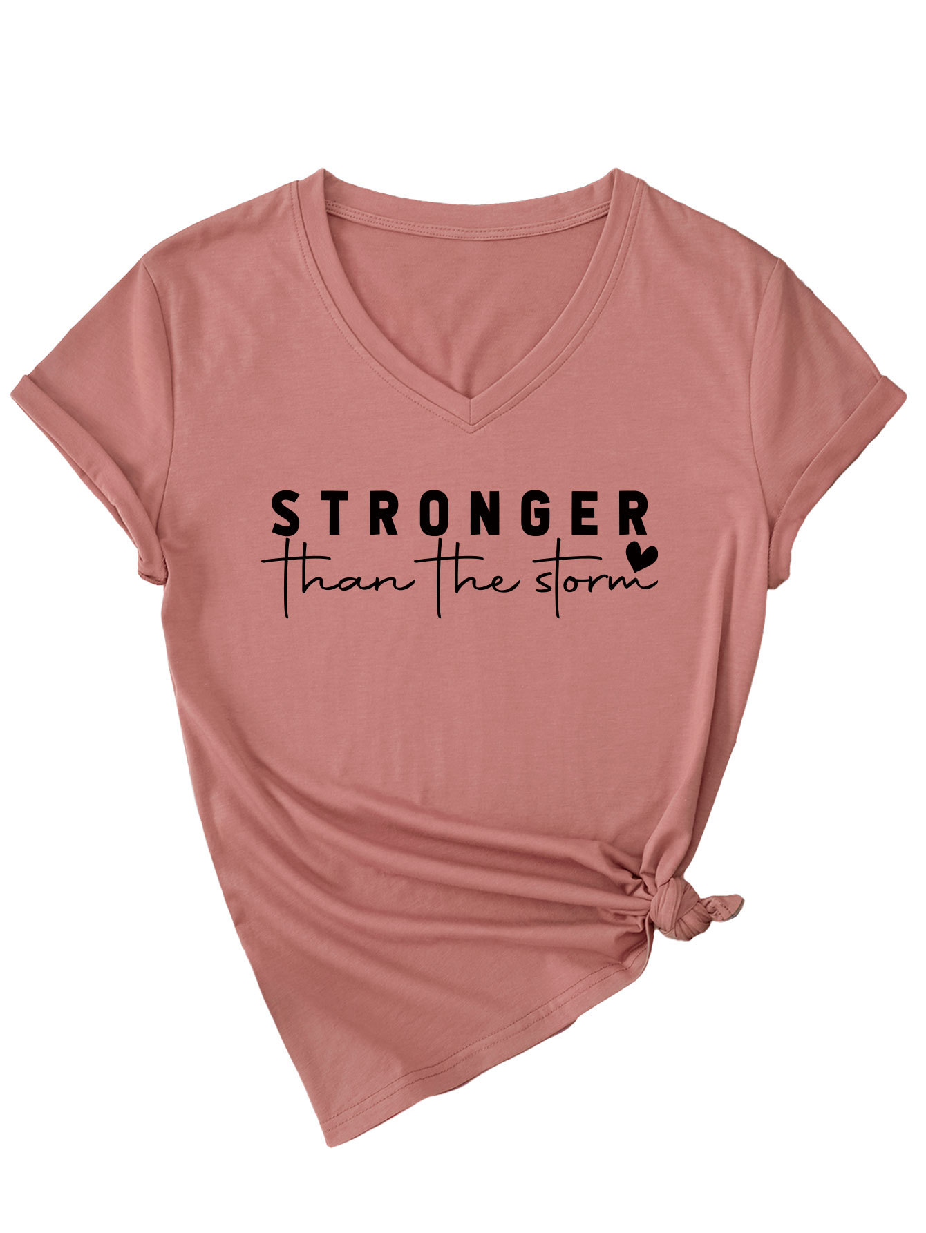 Geometric Print Plunge Front Ladies Tee