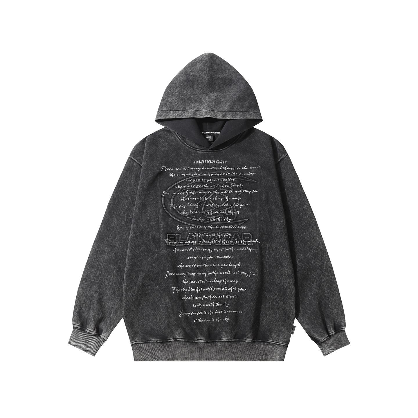 Long Sleeve Cotton Polyester Vintage Script Hoodie