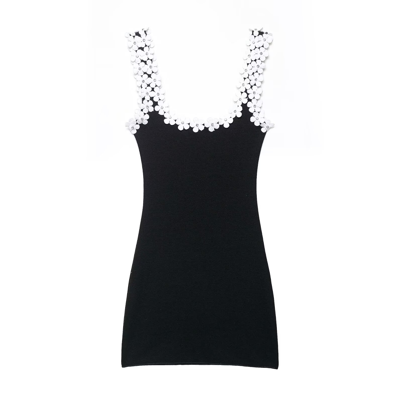 Ladies 3D Floral Applique Mini Shoulder Strap Skirt