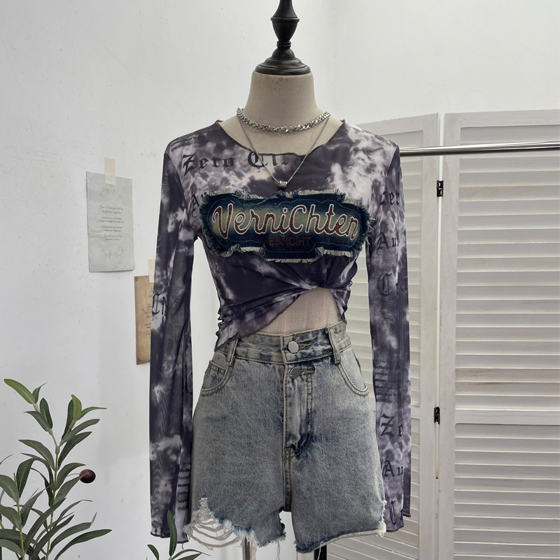 Long Sleeve Cover Up Short T-Shirt