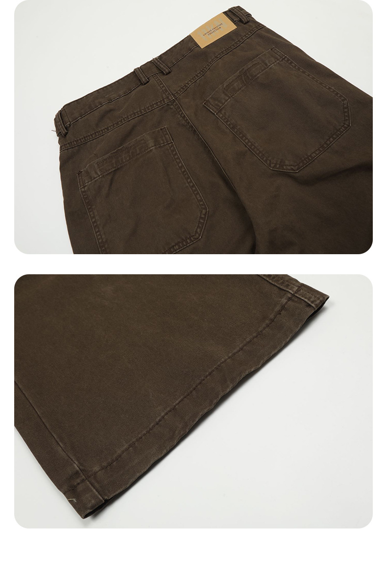 Work Pants with Adjustable Waistband and Large Pockets - Straight Leg Casual Trousers