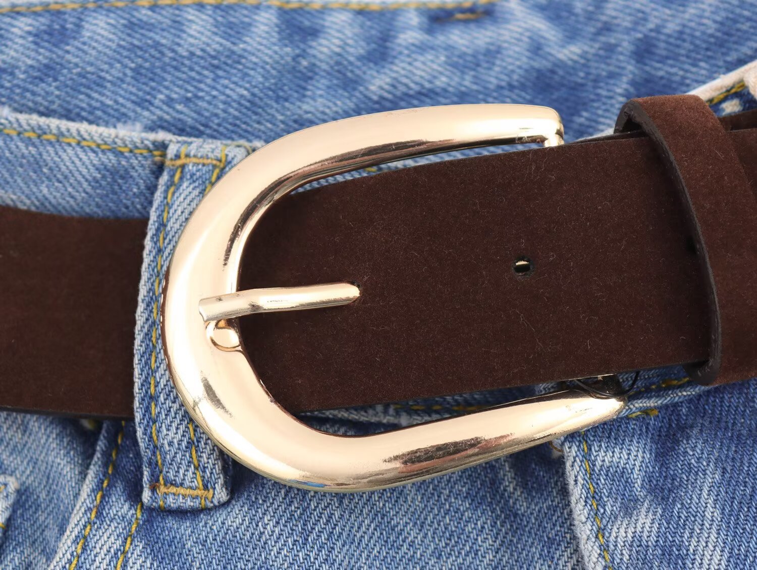 Casual versatile belt made of vintage denim and radish pants for women