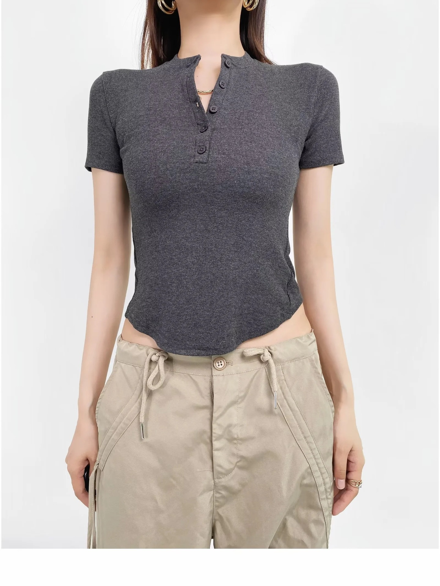 Ladies Plain Fitted Crew Neck Tee