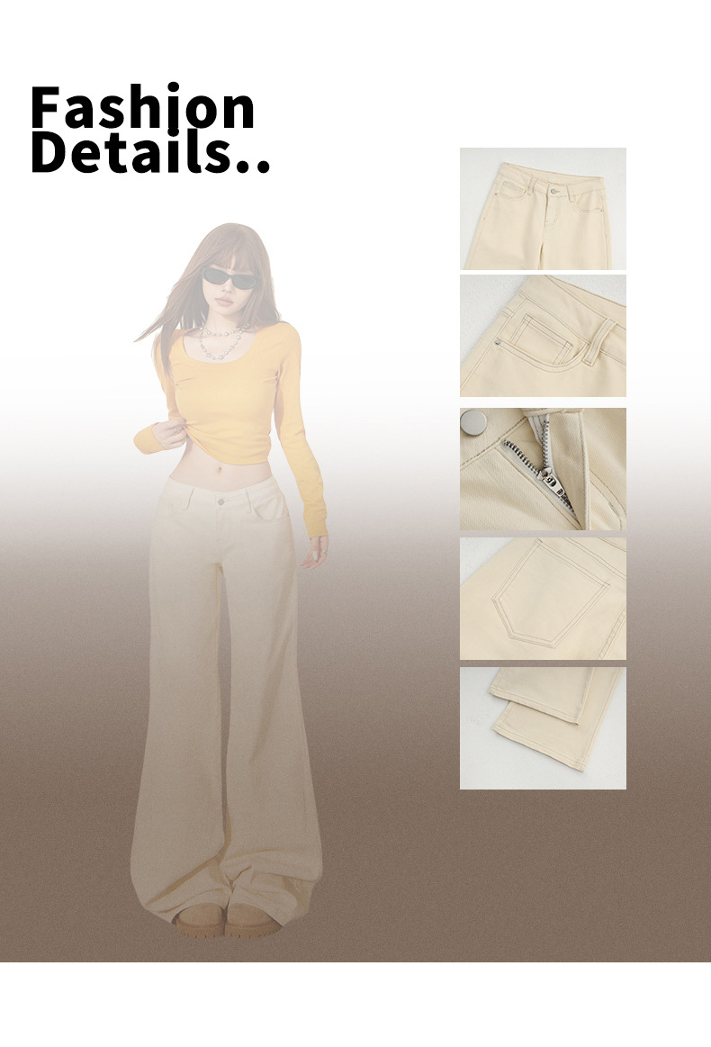 Women's Loose Flare Trousers Elastic Slimming Slight Flare Denim Pants for Women