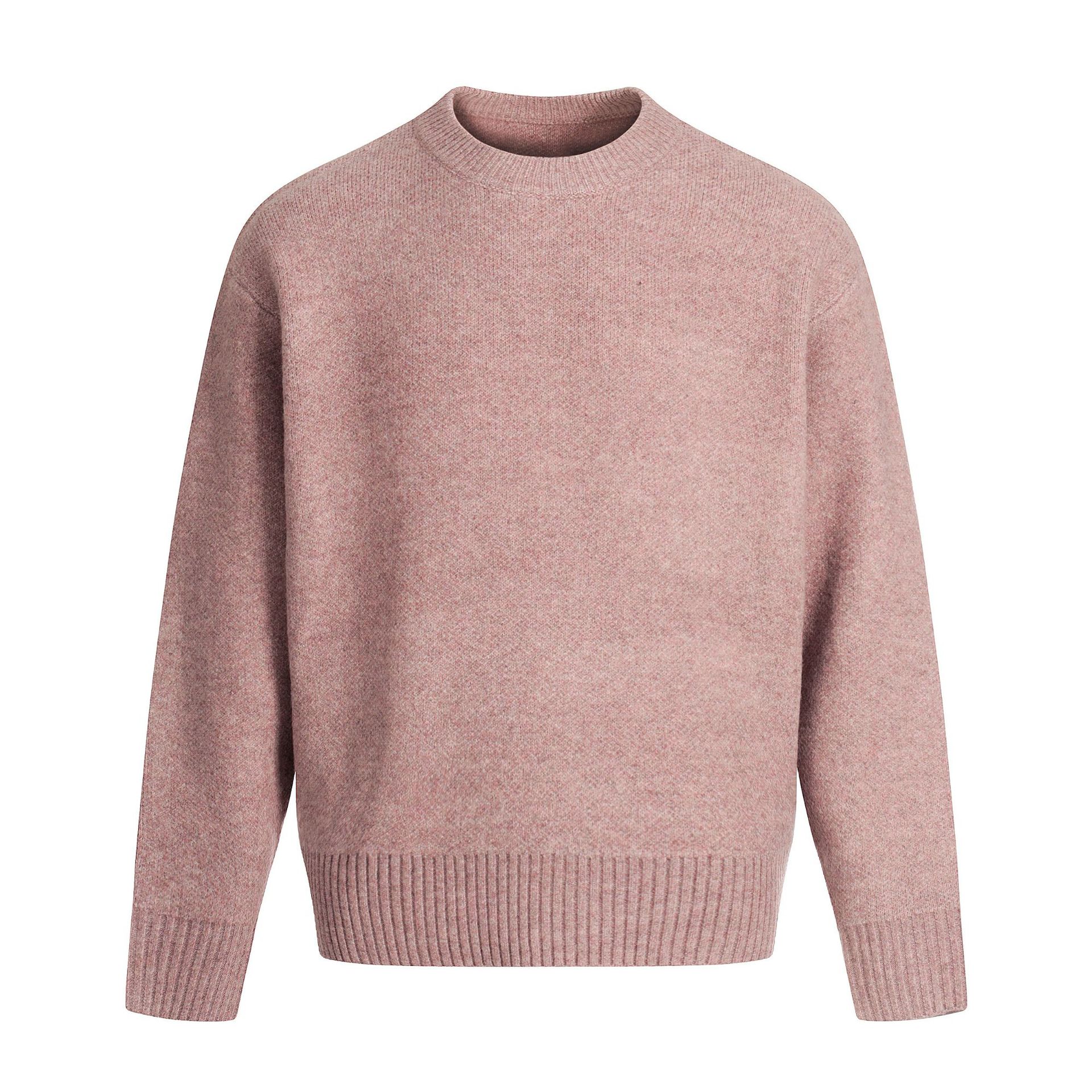 Gender-Neutral Mock Collar Oversized Two-Tone Long Sleeve Sweater