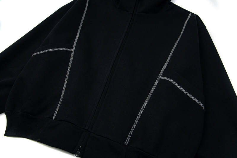 Street Relaxed Fit Zip-Up Letter Print Hoodie