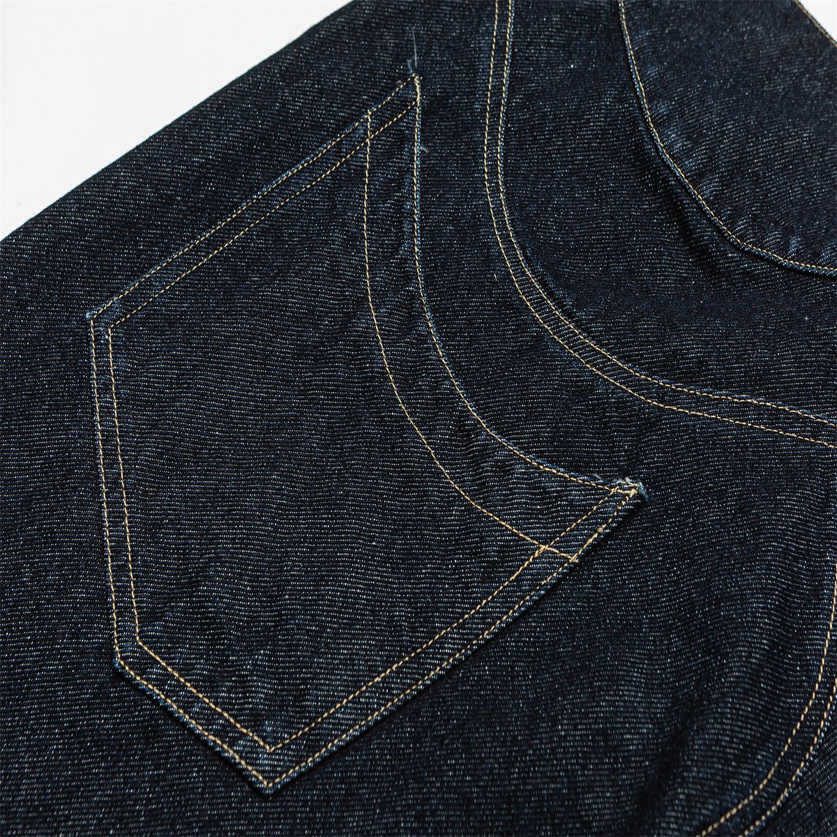 Straight Loose Fit Denim Pants with Visible Stitching Original Color Casual Wide Leg Jeans