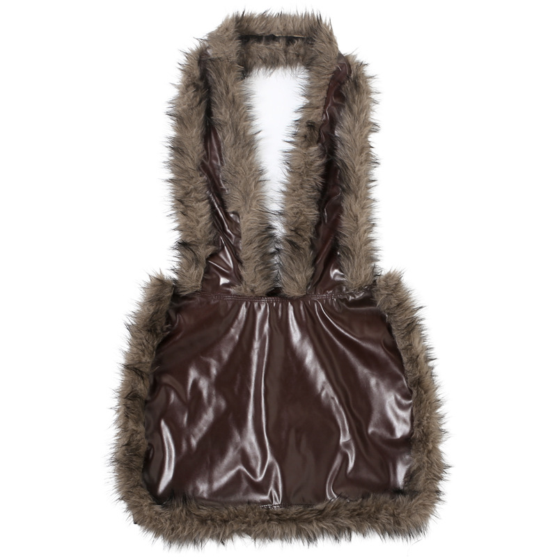 Plunging Halter Contrast Paneled Dress