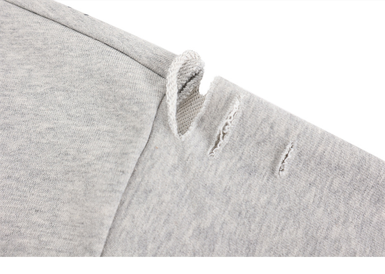 Faded Distressed Loop Denim Destroyed Retro Crewneck Sweatshirt Men Loose Fit