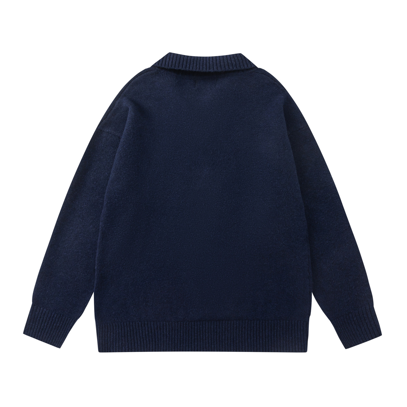 Embroidered Polo Neck Sweater Couple Versatile Loose Casual Knit