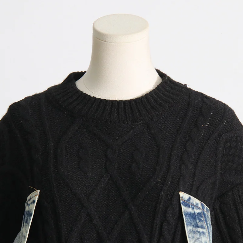 Ladies Oversized Cotton Collet Asymmetric Sweater