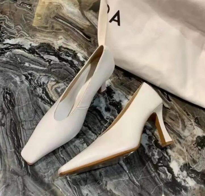 Ladies Vintage Chunky Female High Heel Pumps Sexy Cow Leather Women Square Toe Heels Lady Fashion Shoes Hot Sales