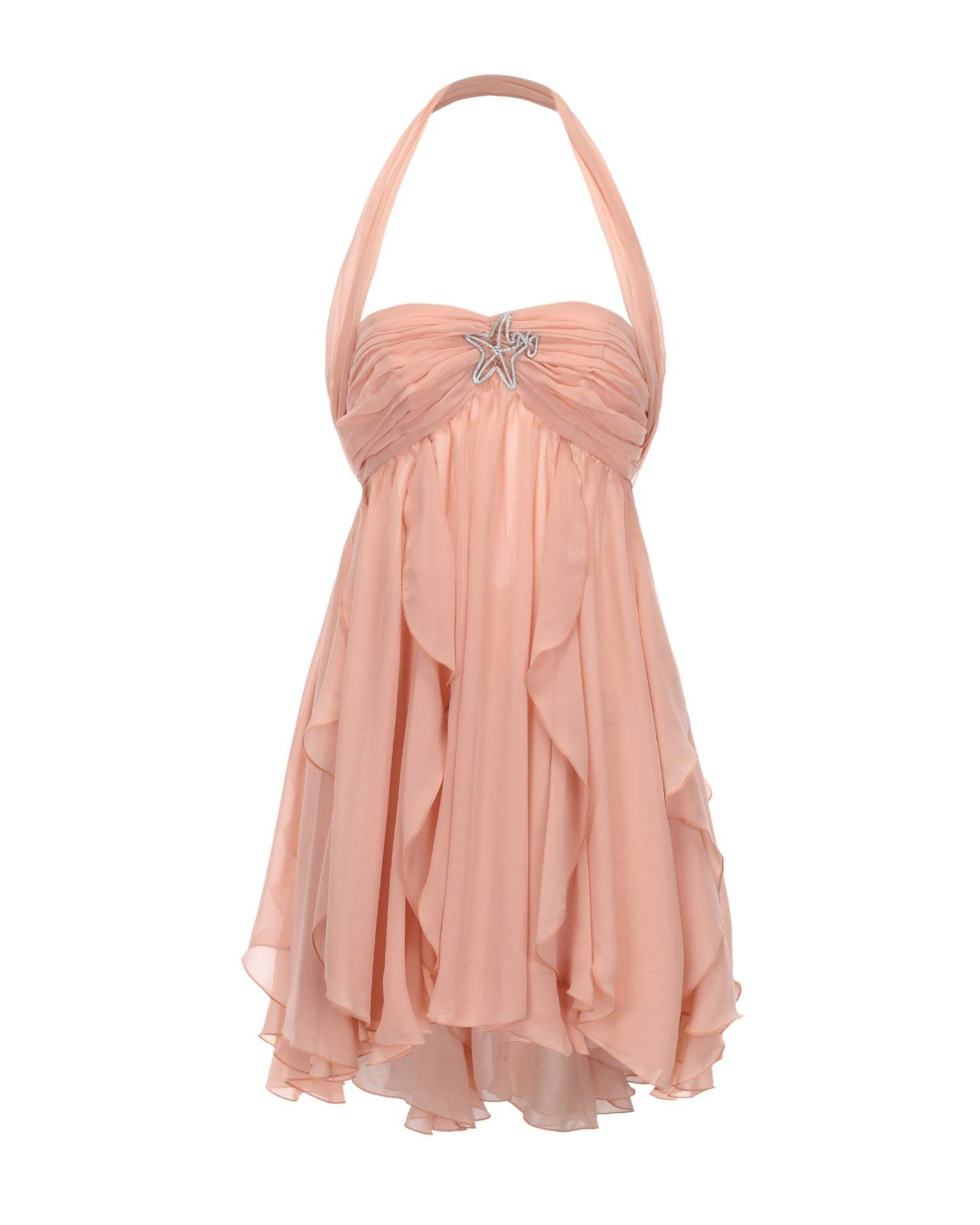 Chiffon Printed French Halter Noble Fairy Dress Holiday Wind Sexy Backless Short Skirt