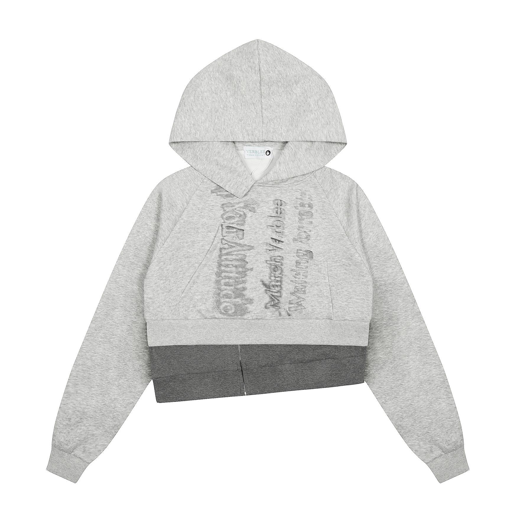 Cropped Long Sleeve Hoodies with Typography