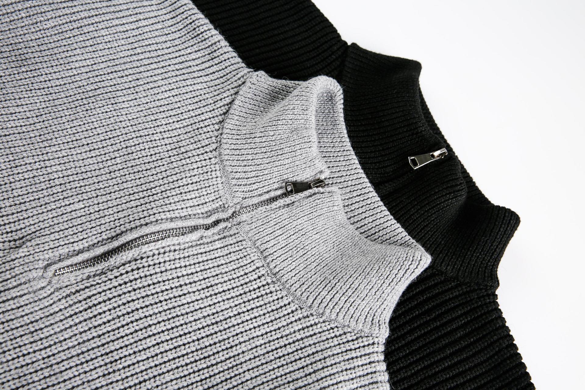 Classic Long Sleeve Mock Turtleneck Zip Sweater