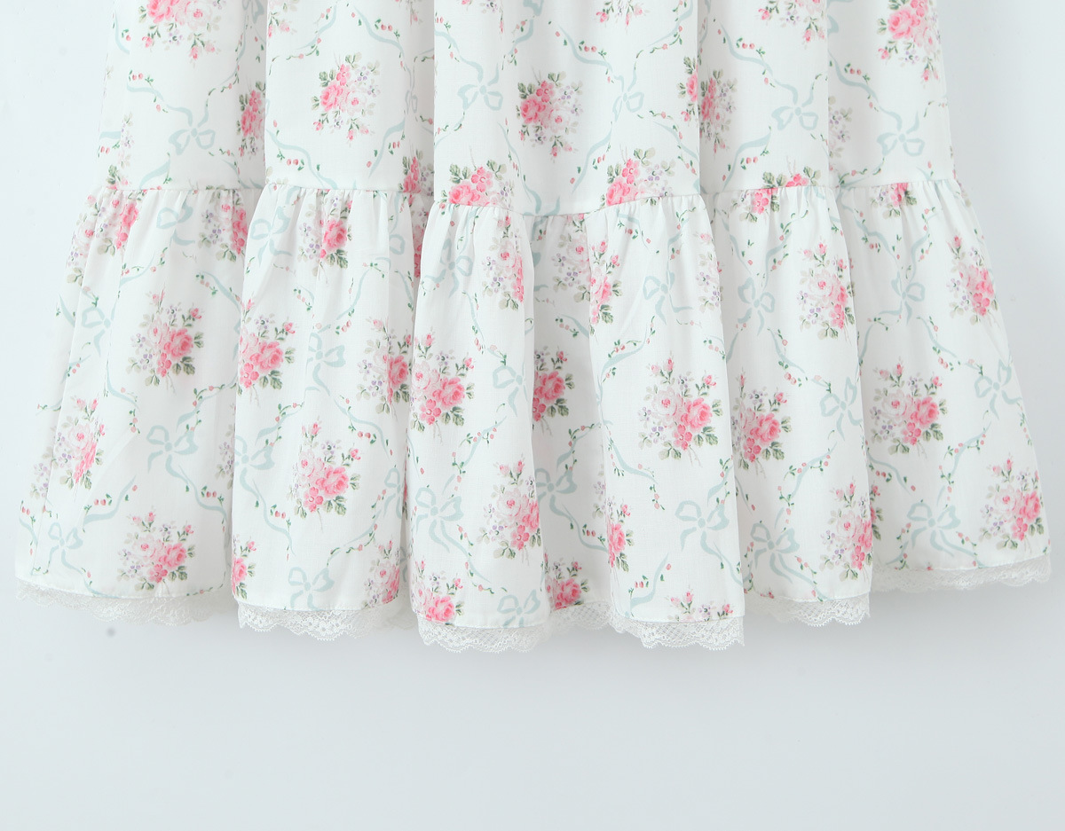 Sleeveless Botanical Print Midi Dress With Ribbon Tie