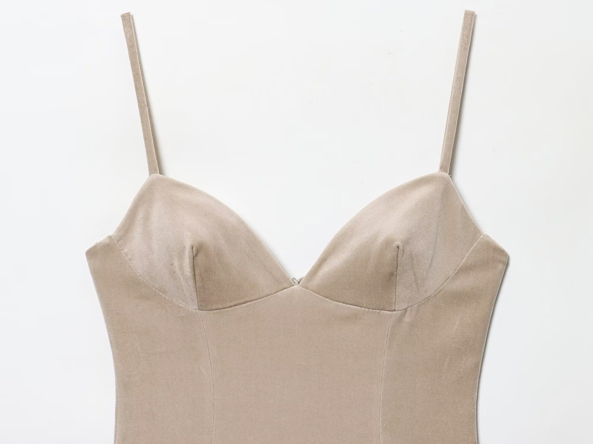 Gathered Spaghetti Strap Plunge Dress