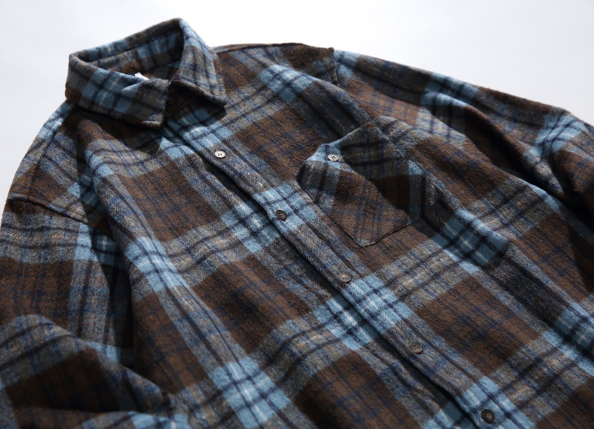 Oversized Two-Tone Checkered Polyester Appliqué Shirt