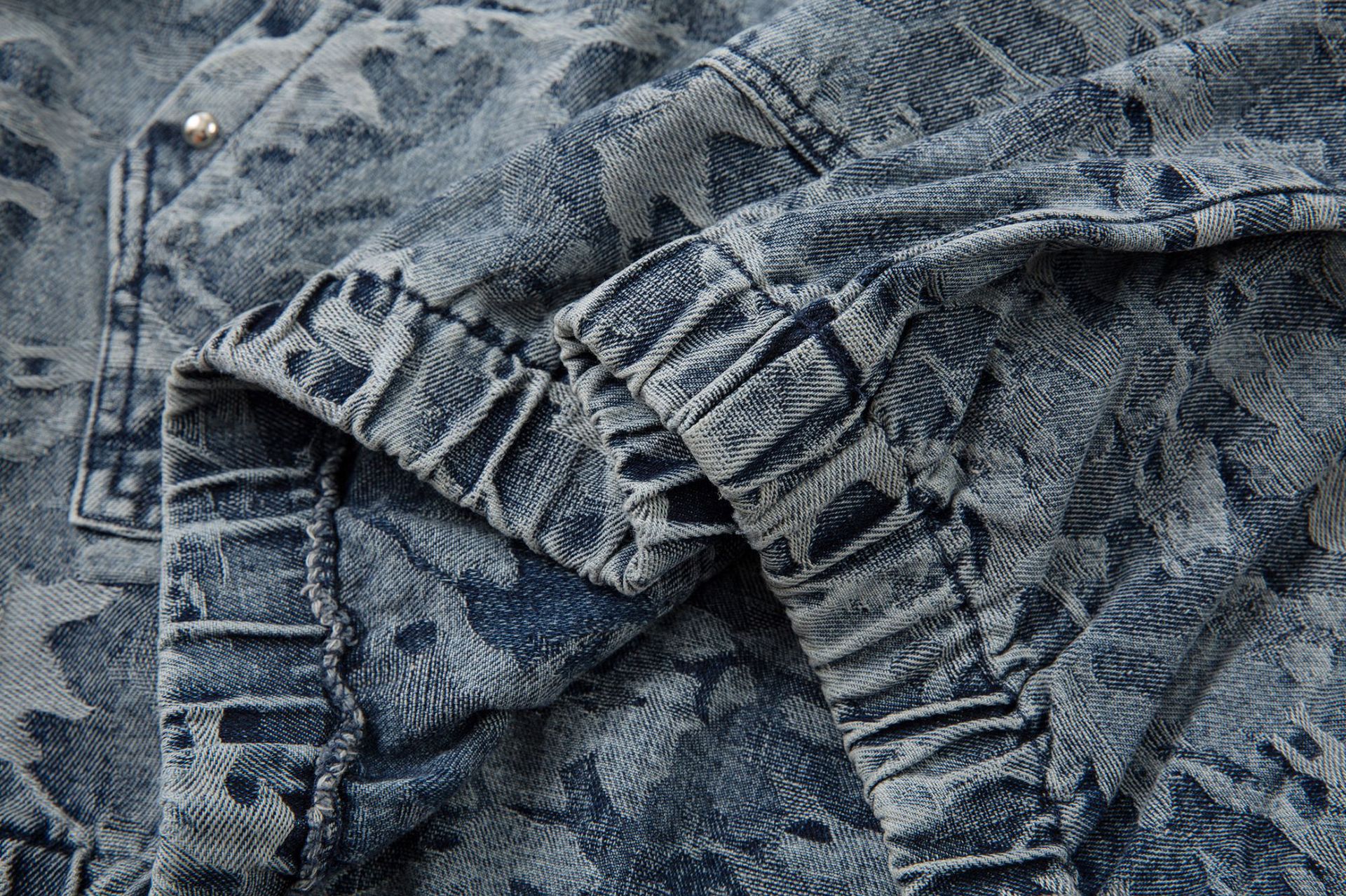 Faded Oversized Heavy Indigo Camo Hoodie