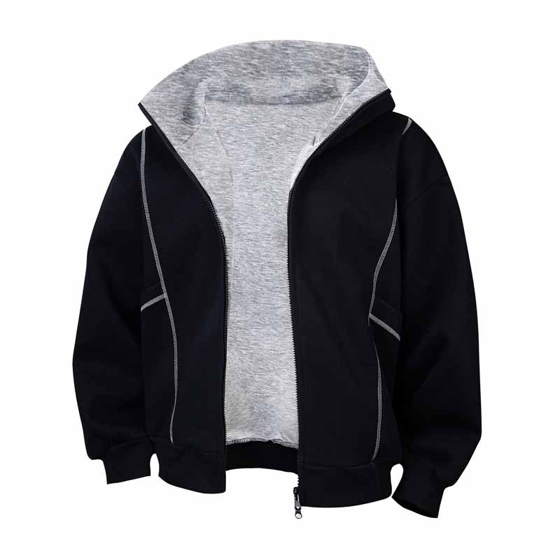 Street Relaxed Fit Zip-Up Letter Print Hoodie