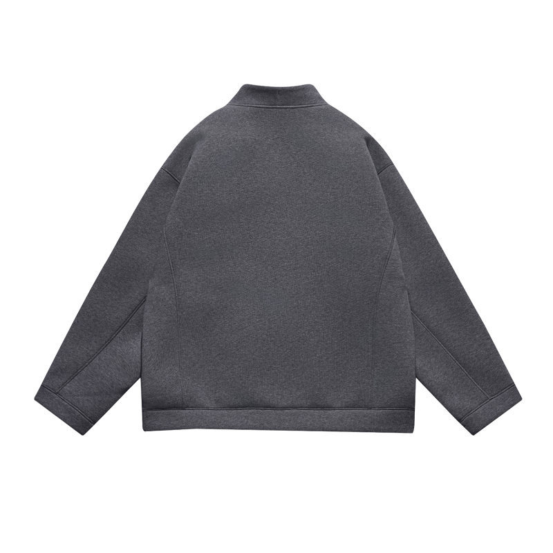 Oversized Letter Print Mock Neck Zippered Sweater