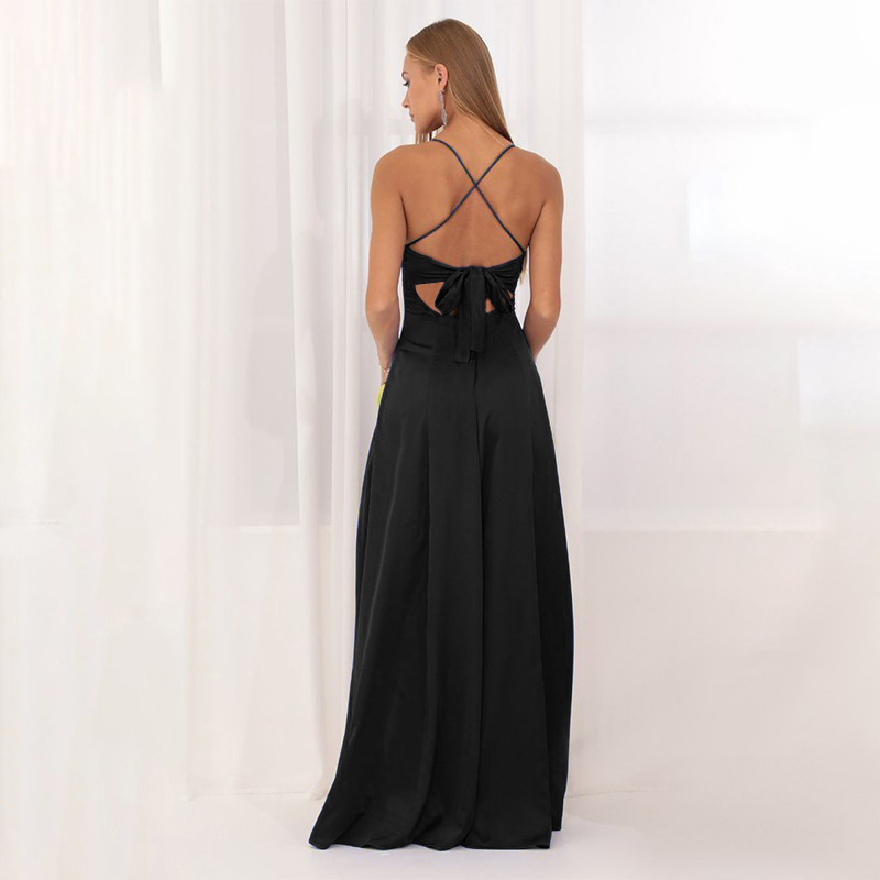 Polyester Box Neck Gathered Split Dress